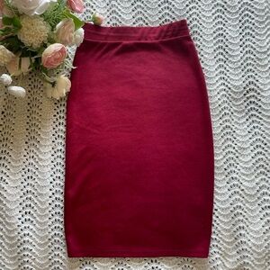 La Hearts Burgundy Midi Skirt